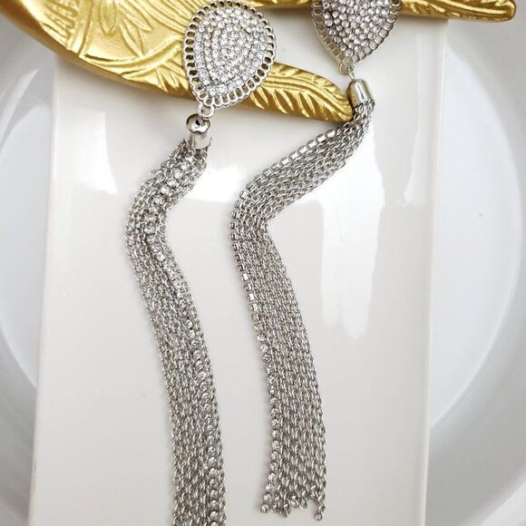 New! Zara Night Out Siler Tassel Post Earrings - Picture 6 of 13